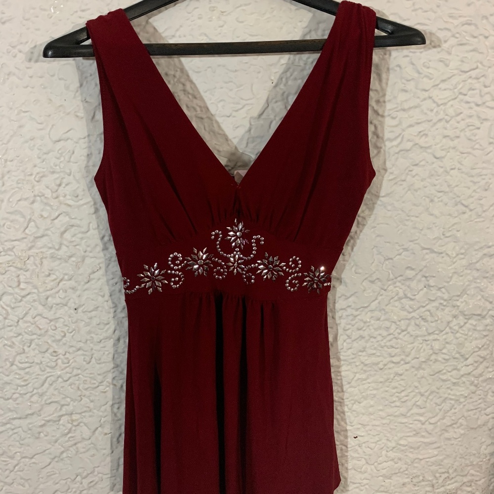Burgundy Embroidered Tank Top